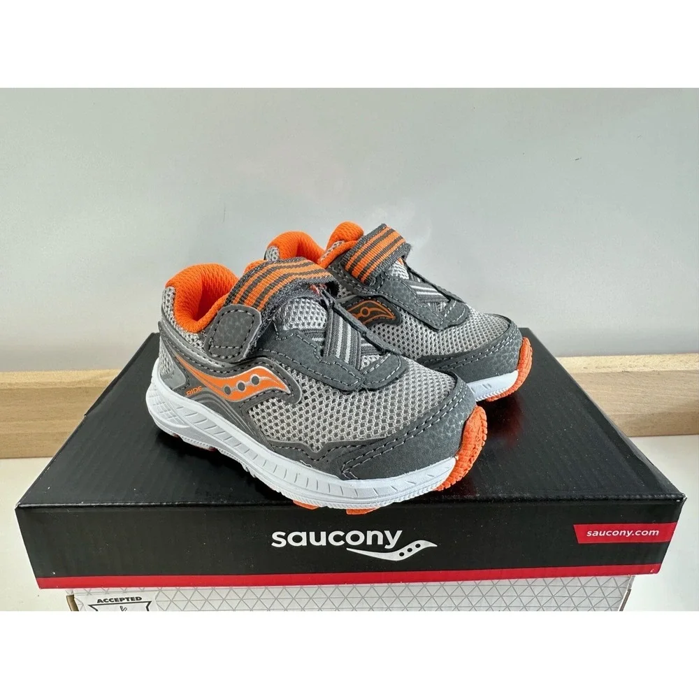 Saucony Ride 10 Jr Running Shoe / Grey & Orange / Toddler Little Kids 5